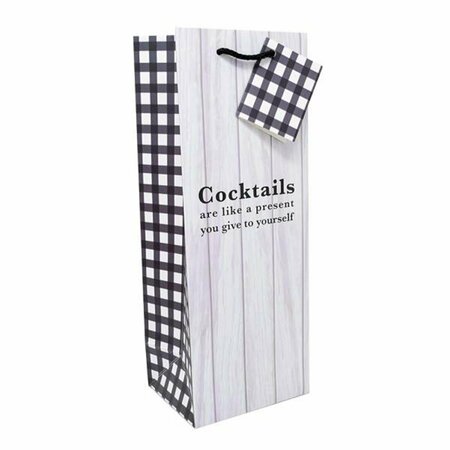 WRAP-ART Cocktails Are Like A Present To Yourself Wine Bag, Black & White 27025